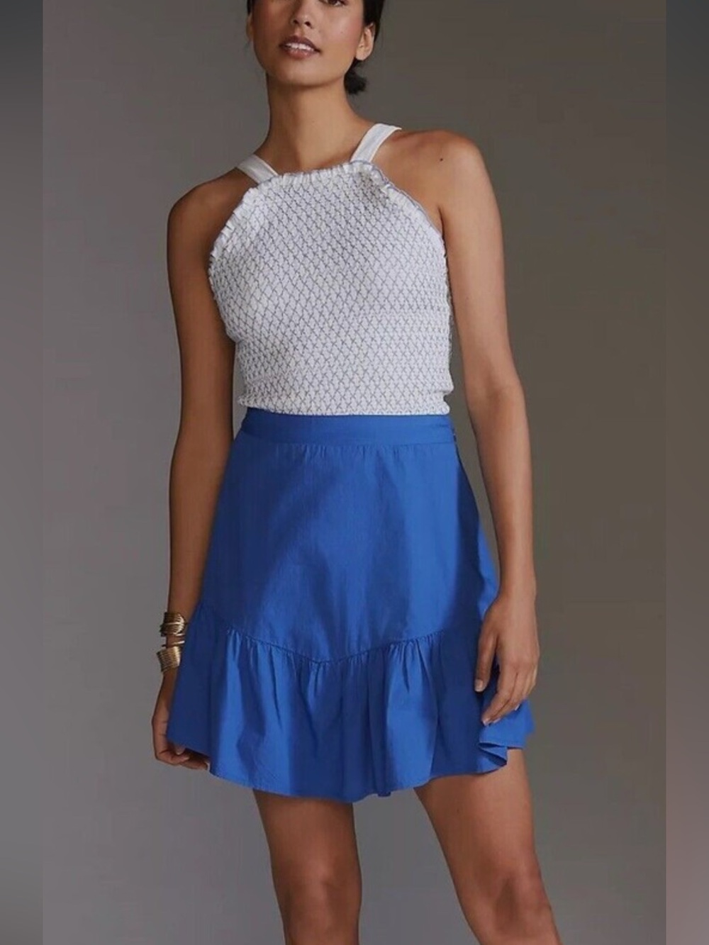 Anthropologie Maeve Flounce Blue Skirt size 8 NWT